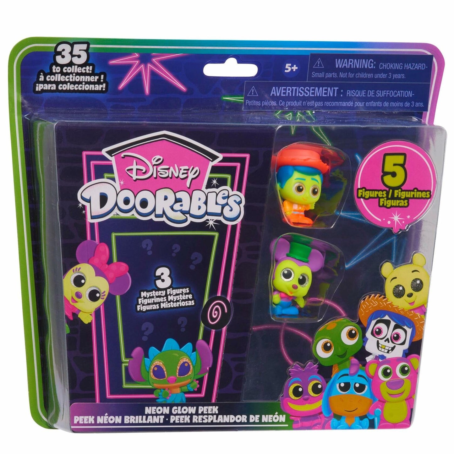 Just Play Disney Doorables Neon Glow Peek 5 Figures Kids Toys Ages 5+