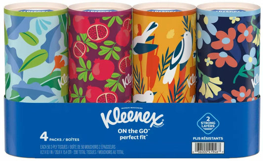 Kleenex Perfect Fit Facial Tissues 4 Pack 50 Ct 2-Ply Dye-Free No Fragrance