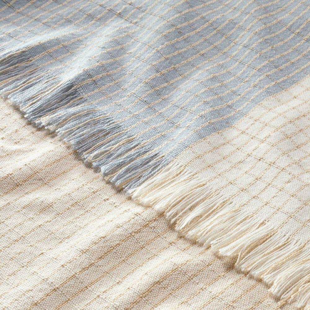 Hearth & Hand Colorblock Woven Throw Blanket Tan/Blue 6x12x6