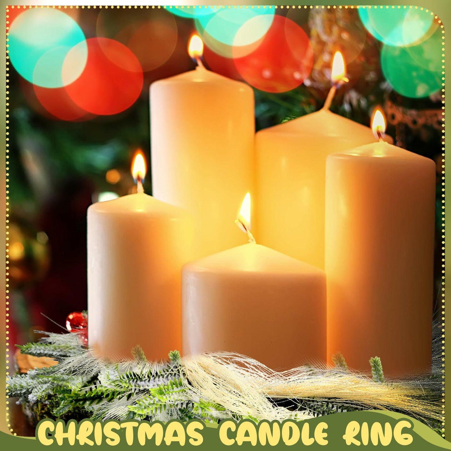 Daifunli 4 Pcs Wedding Candle Rings Pine Pampas Wreaths Small Christmas Decor