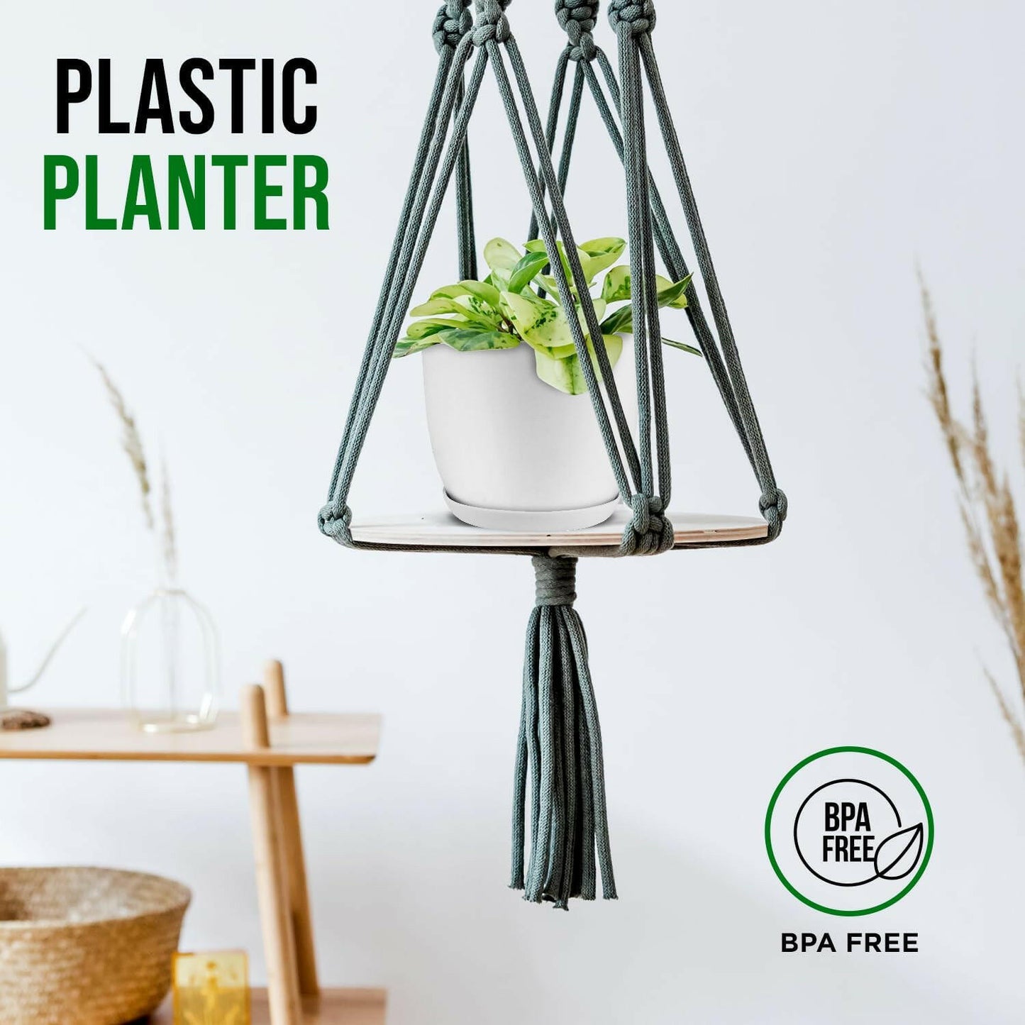 Lifemaster Eco Friendly Plant Pot Set 5-Pack White Plastic Indoor Outdoor