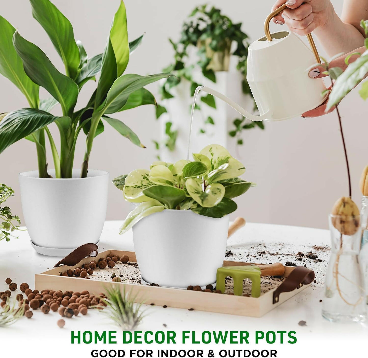 Lifemaster Eco Friendly Plant Pot Set 5-Pack White Plastic Indoor Outdoor