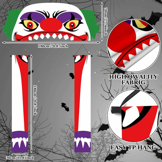 Halloween Door Cover 3 Pcs Clown Banner Decor Indoor Outdoor Party Supplies