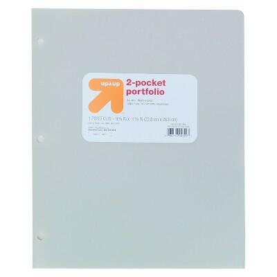 up&up 2 Pocket Plastic Folder Gray 3-Hole Punched Polypropylene 50 Sheet Cap