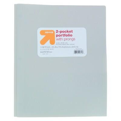 up & up 2 Pocket Plastic Folder with Prongs Gray 3 Pack