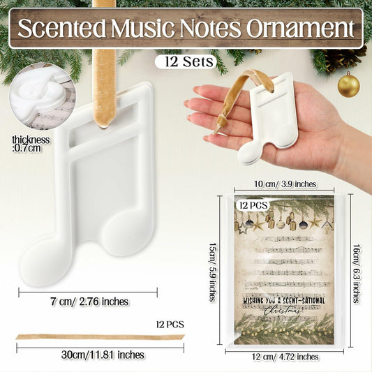 Heigble 6 Sets White Music Note Christmas Tree Hanging Scented Ornaments