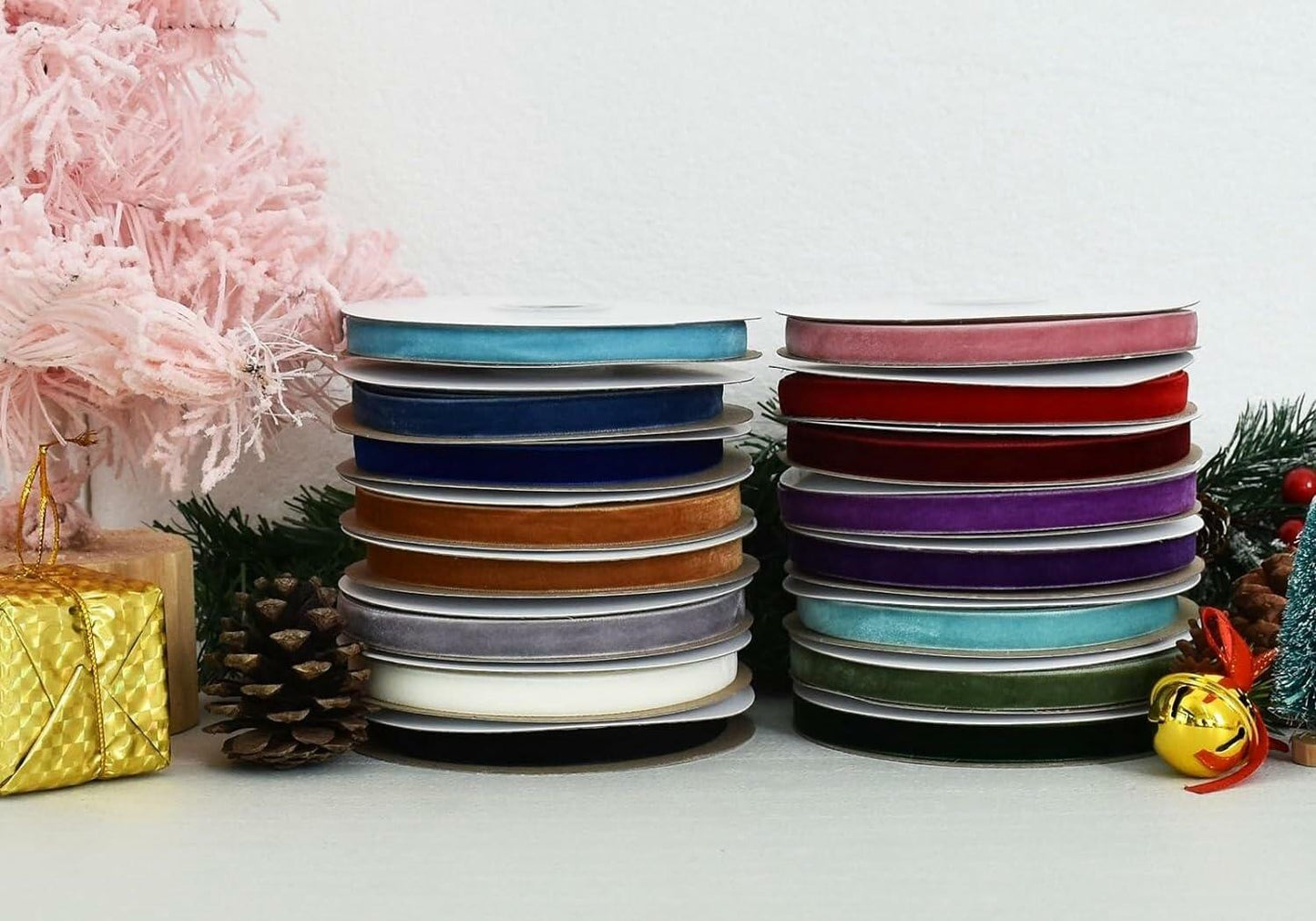 Abbaoww Khaki Velvet Ribbon 5/8 Inch Single Face 25 Yards Craft DIY