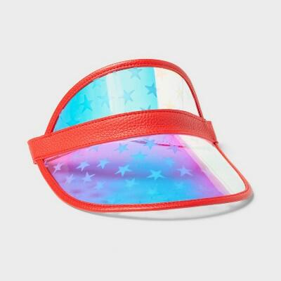 Sun Squad Adult PVC Stars Visor Red Size Adult