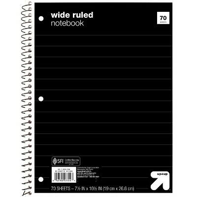 up&up™ Wide Ruled Black 1 Subject Spiral Notebook 70 Pages 3-Hole