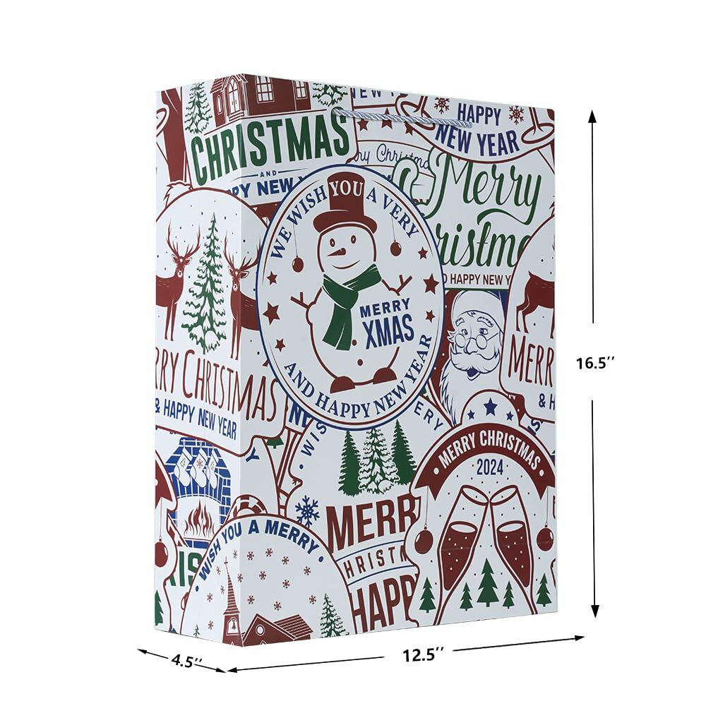 HSMOK Christmas Gift Bags Bundle Snowflakes Snowman Tree Santa Claus Set 1