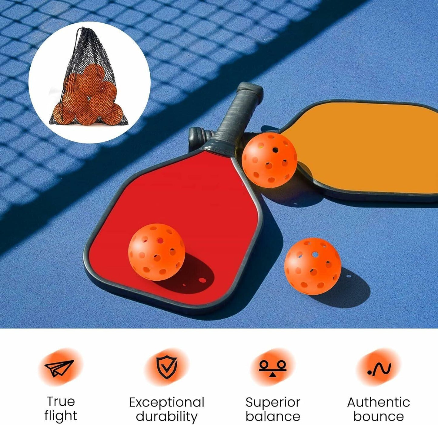 Geekman Pickleballs 40-Hole USAPA Approved Outdoor 6 Pack