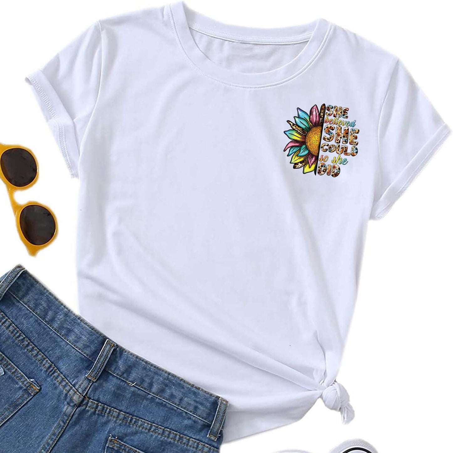 TZSANXMY 6pcs Sunflower Iron On Decals Heat Transfer Vinyl Stickers