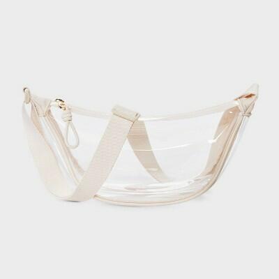 Universal Thread Crescent Sling Crossbody Bag Clear/Cream Adjustable Strap