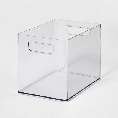 Brightroom Medium Bathroom Organizer Bin Clear 6.5"H x 9"D x 6"W with Handles