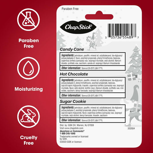 ChapStick Lip Balm Holiday Variety 5-Pack Candy Cane Sugar Cookie 0.15oz