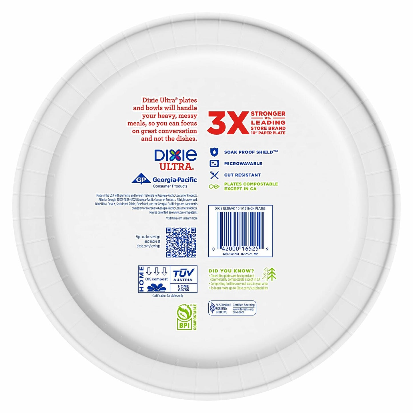 Dixie Ultra Large Paper Plates 10 Inch 64 Count White Indigo Expressive Loops