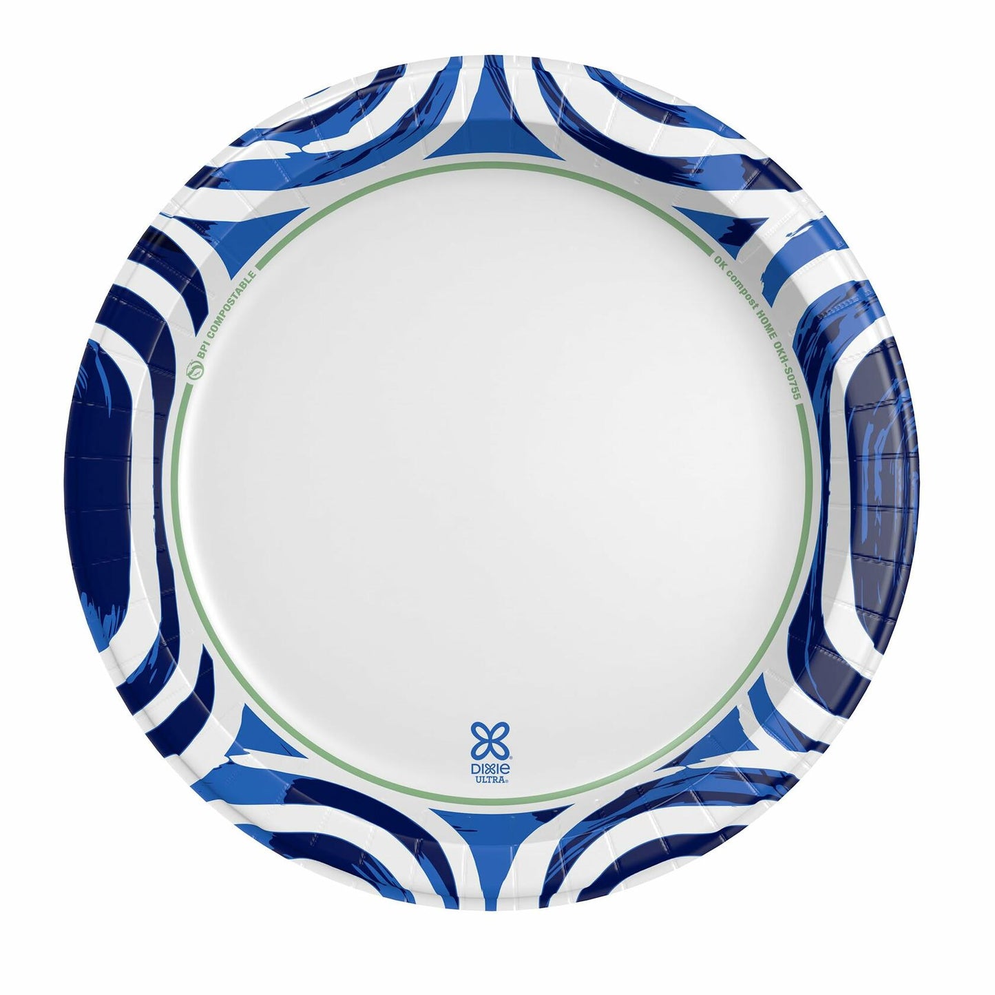 Dixie Ultra Large Paper Plates 10 Inch 64 Count White Indigo Expressive Loops