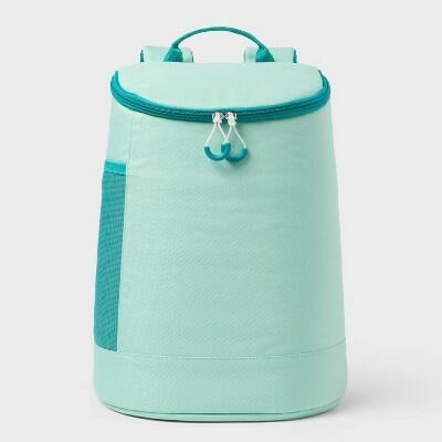 15 Cans/20.7qt Backpack Cooler - Sun Squad™ Aqua: Adjustable Straps, Zip Closure