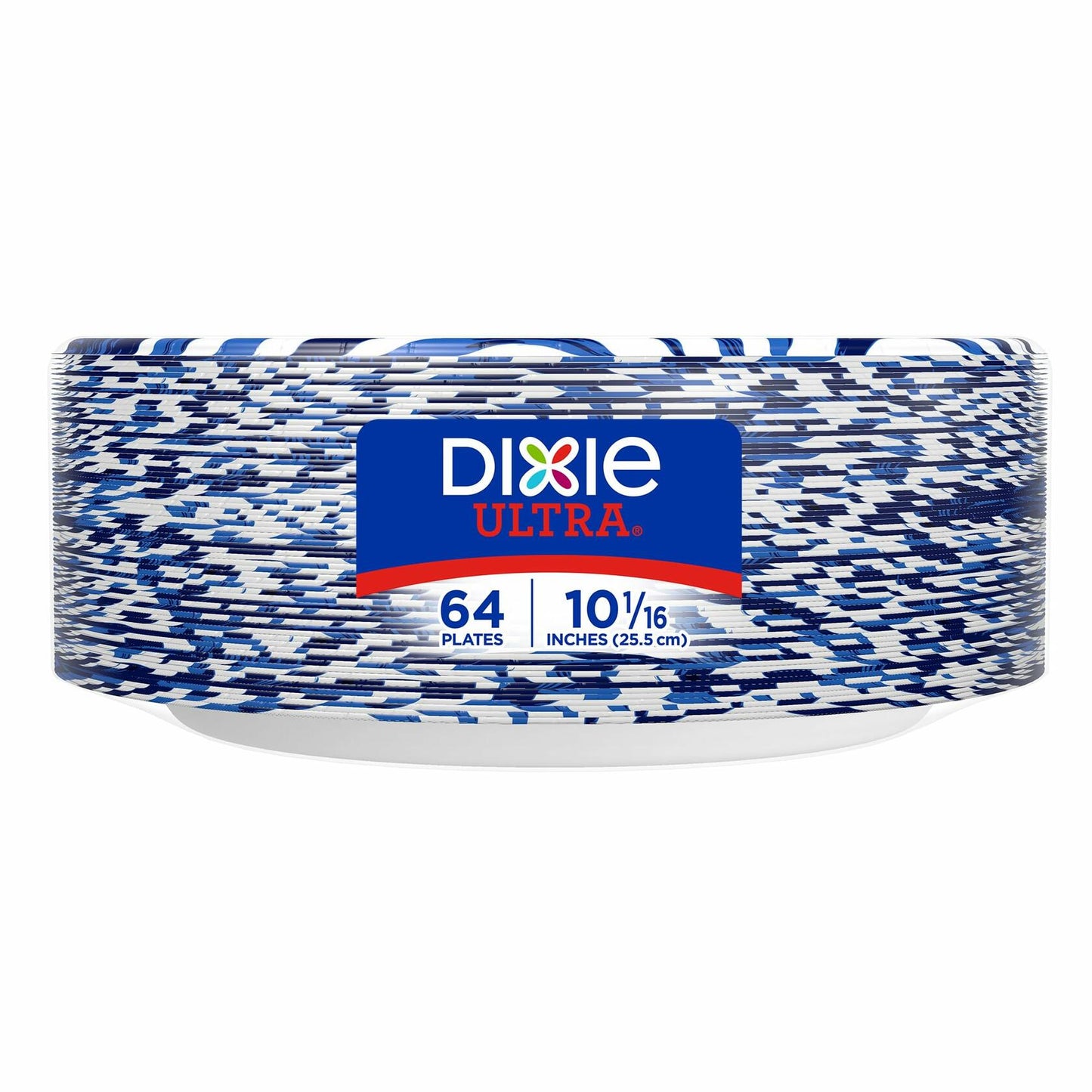 Dixie Ultra Large Paper Plates 10 Inch 64 Count White Indigo Expressive Loops