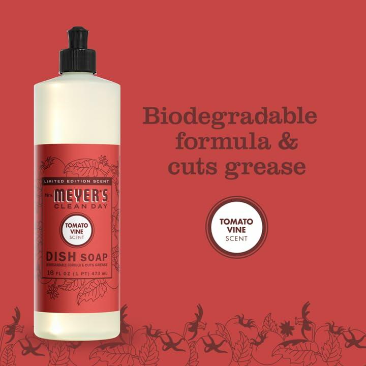 Mrs. MEYER'S CLEAN DAY Liquid Dish Soap Tomato Vine Scent 16oz Bottle