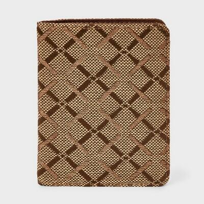 A New Day Passport Case Brown Plaid Jacquard Knit Recycled Polyester