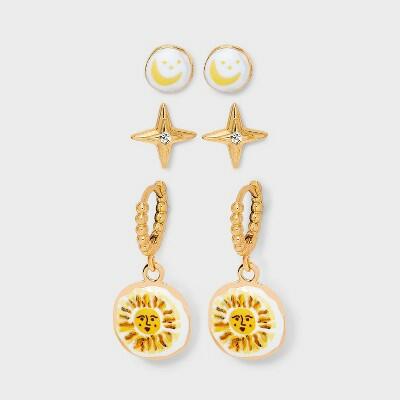 Celestial Earring Set 3pc Universal Thread™ Gold Nickel-Free Metal