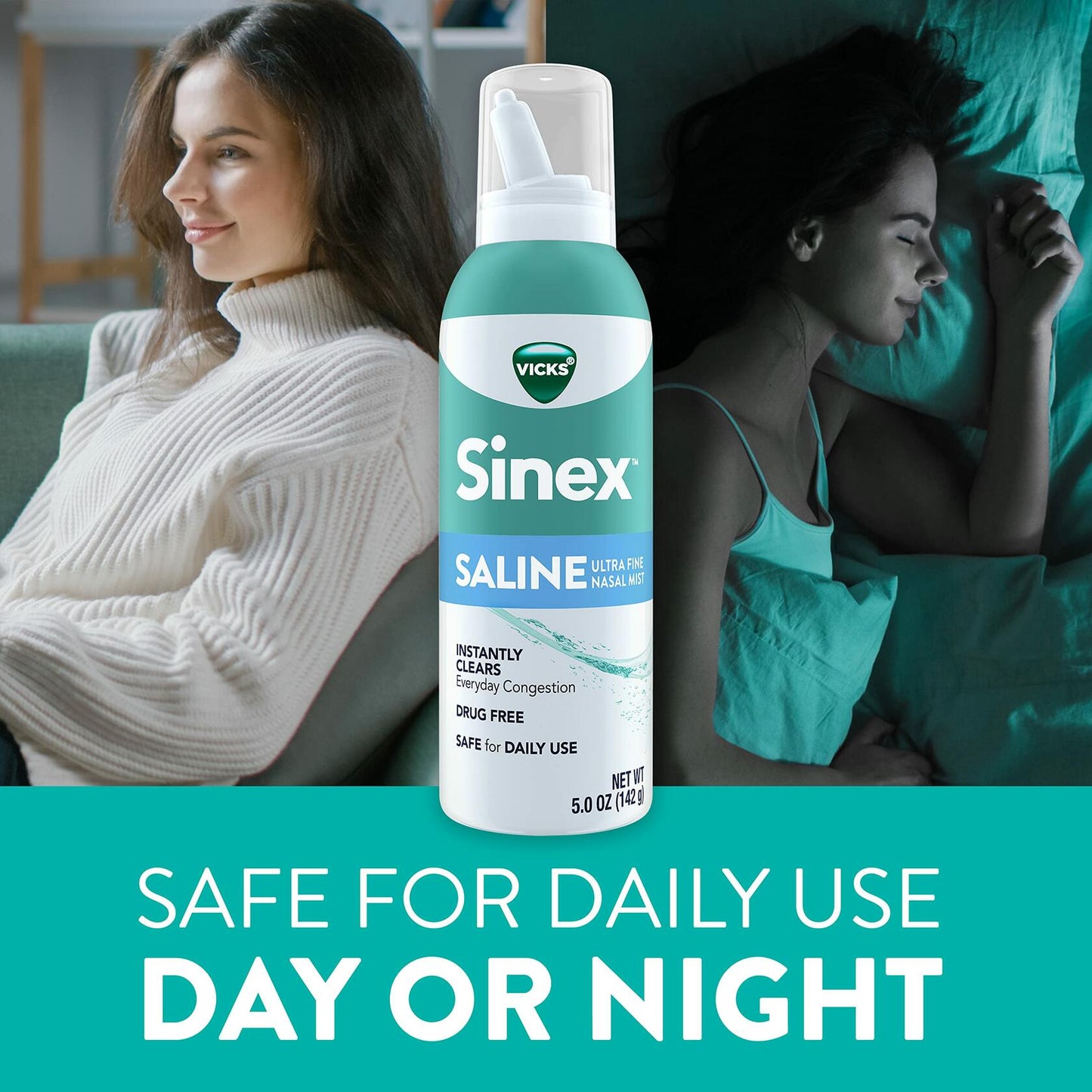 BestBy10/28 Vicks Sinex Saline Nasal Spray Drug Free Ultra Fine Mist 5oz