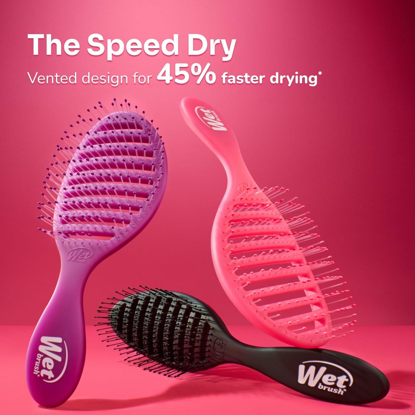 Wet Brush Speed Dry Hair Brush Black Frost Vented Soft HeatFlex Bristles