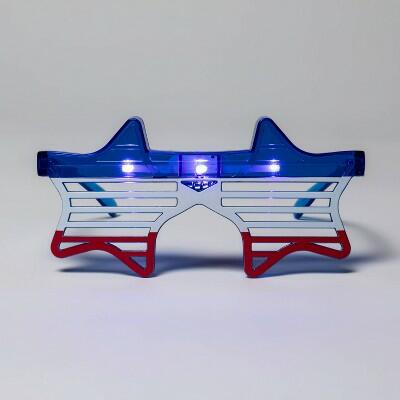 Sun Squad Light-up Eyewear Red White Blue Stars Multicolor Lens