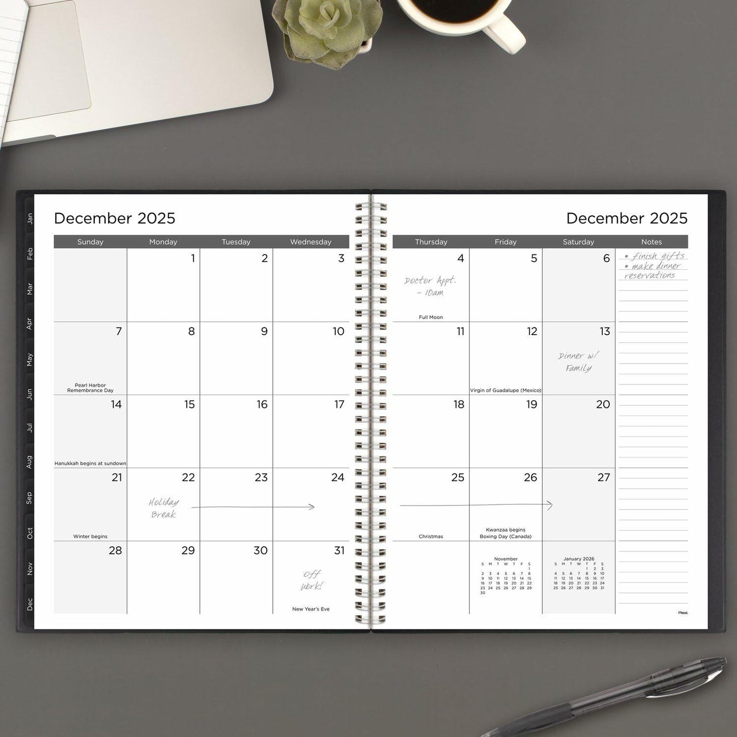 Mead 2025 Weekly Monthly Planner 15-Month Large 8.5x11 Black