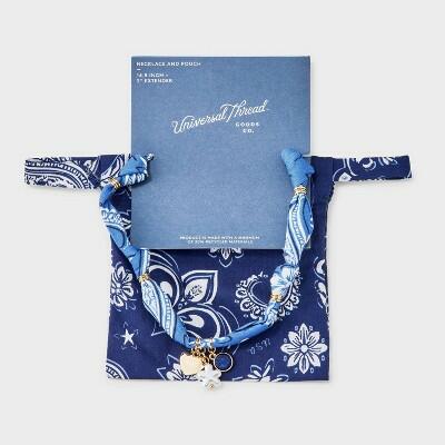 Universal Thread Bandana Print Necklace & Pouch Light Blue
