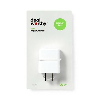 dealworthy USB-C 20W Single Port Wall Charger White