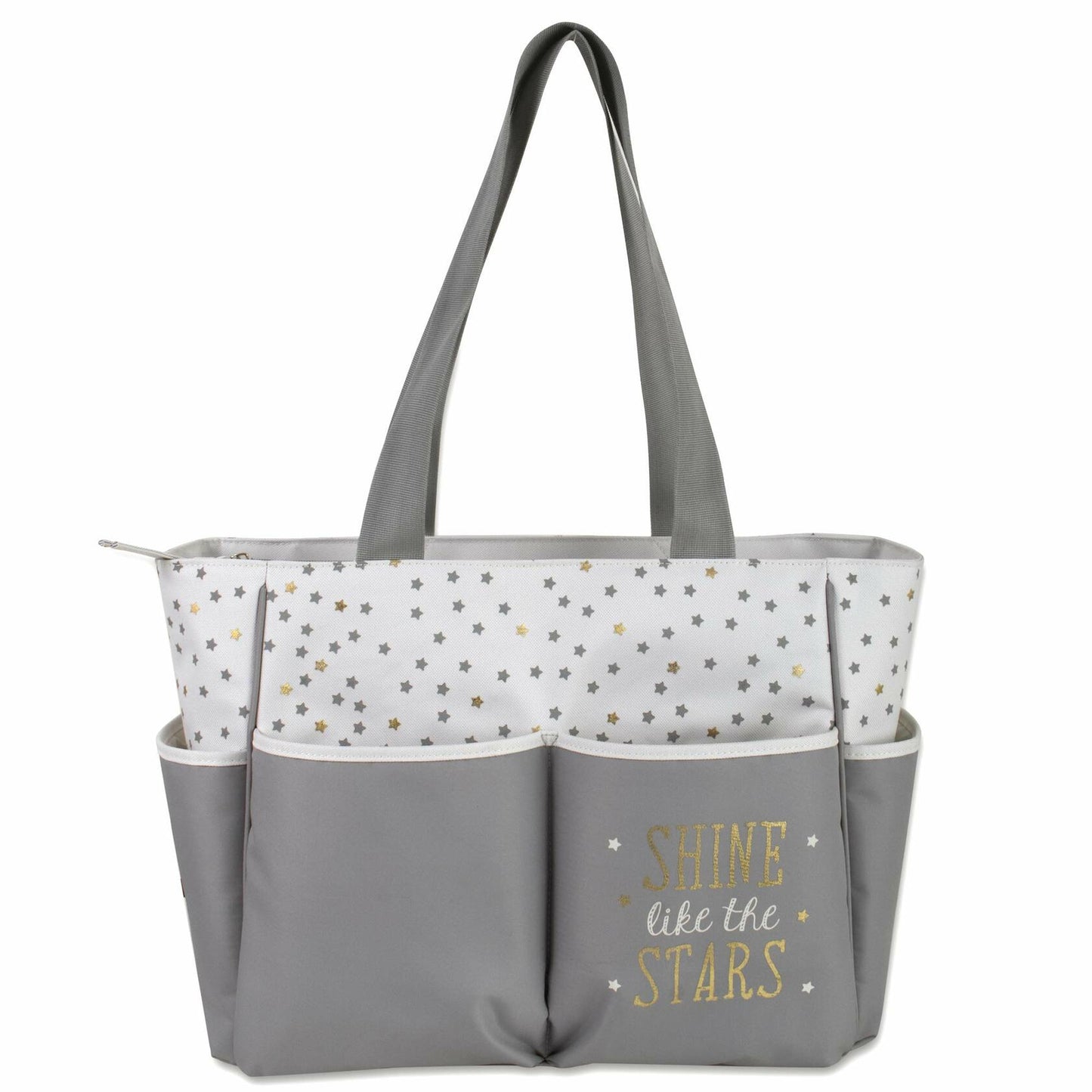 Baby Essentials Diaper Bag Tote 5PC Set Grey Cream Sun Moon Stars