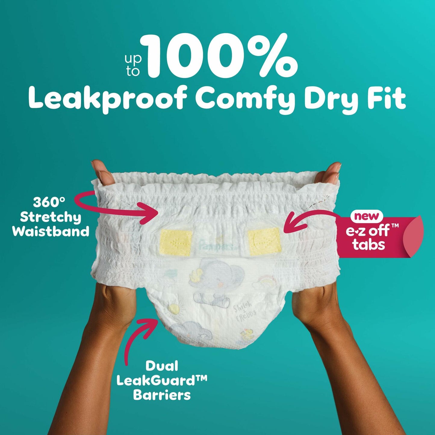 Pampers Swaddlers 360° Diapers White Leakproof Comfy Dry 17 Count Size 5