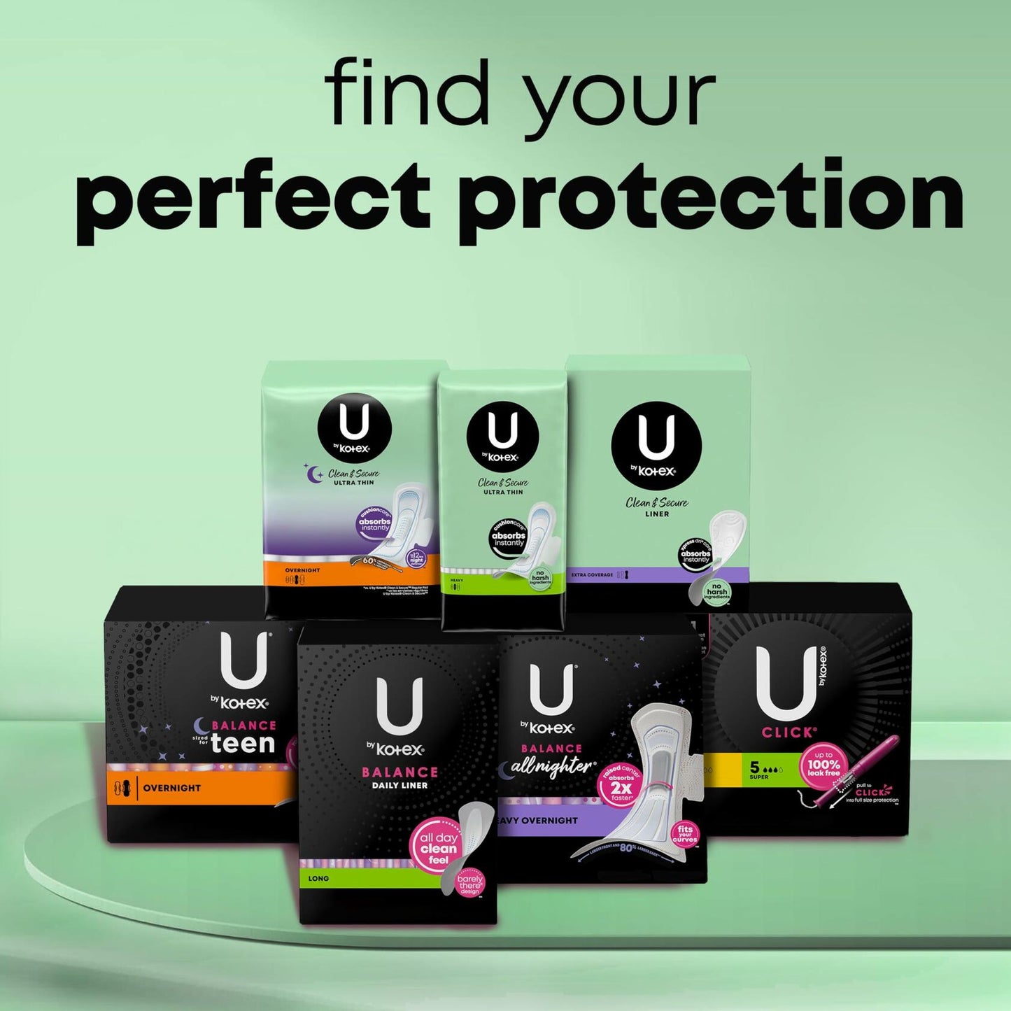 U by Kotex Maxi Pads Overnight Absorbency with Wings 40 Count. Packaging may