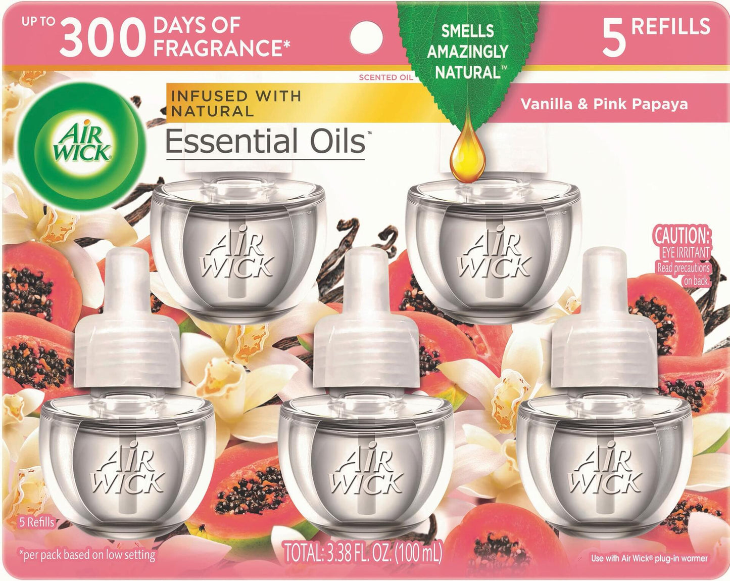 Air Wick Scented Oils Vanilla & Pink Papaya 5 Refills 0.67oz Each