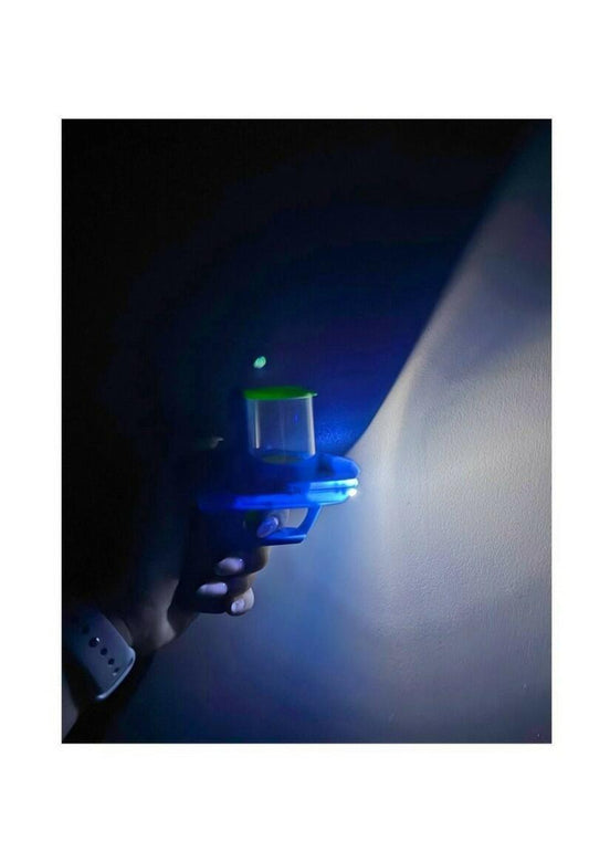 Kids Foam Disc Gun Toy Flying Disc Shooter Green Gun 16 Discs LED Light