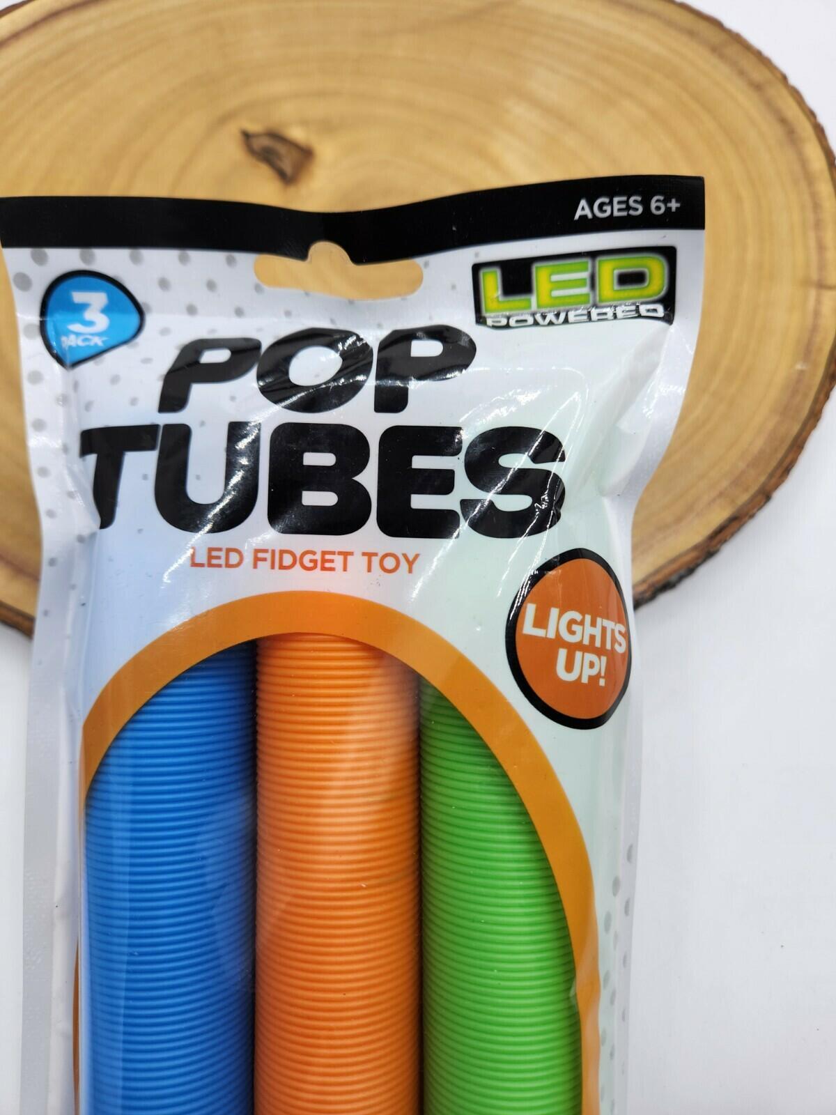Big Time Toys LED Light Up Pop Tubes Fidget Toy 3pk Visual Sensory