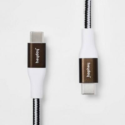 Heyday USB-C to USB-C Braided Cable 10ft Gunmetal Nylon Universal