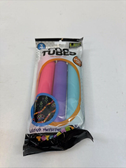 Big Time Toys LED Light Up Pop Tubes Fidget Toy 3pk Visual Sensory