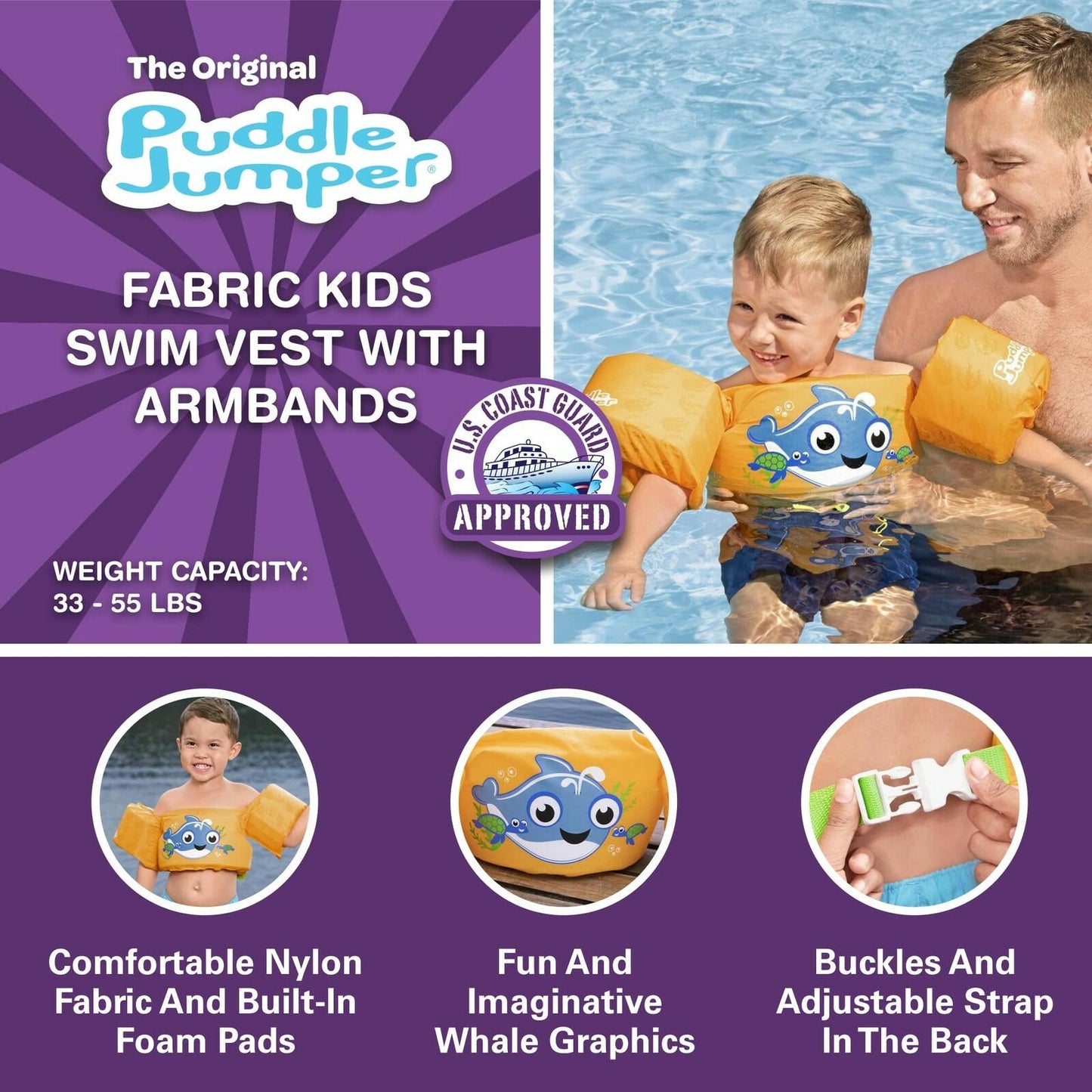 Bestway Child Basic Life Vest Whale Child 30-50 lbs MPN 90135