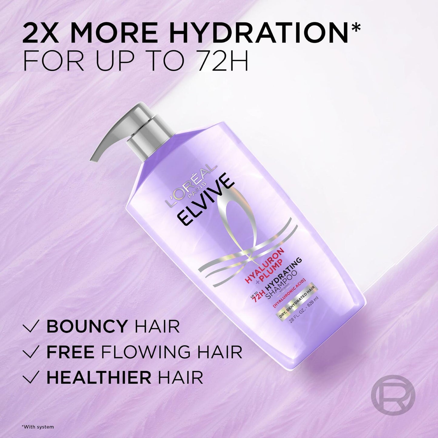 L'Oreal Paris Elvive Hyaluron Plump Hydrating Shampoo Paraben-Free 26.5 Fl Oz
