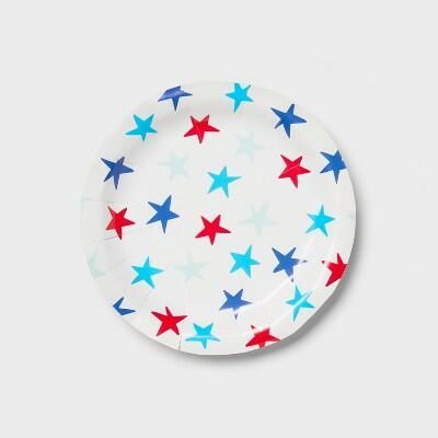Sun Squad Disposable Plates 6.8x6.8 Red Blue Star 20ct