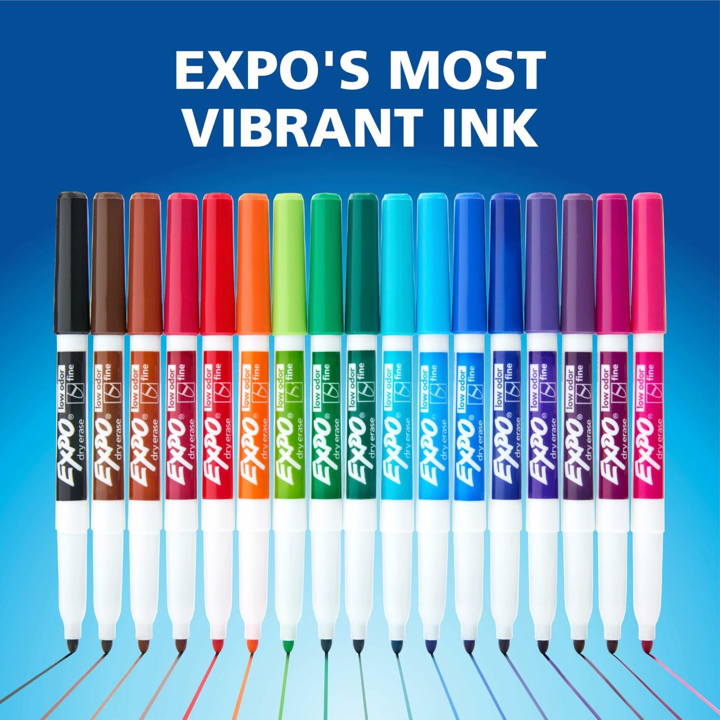 EXPO Dry Erase Markers Black Fine Tip Low Odor Ink 4 Count