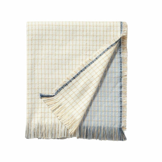Hearth & Hand Magnolia Blue Tan Colorblock Throw Blanket 60x50
