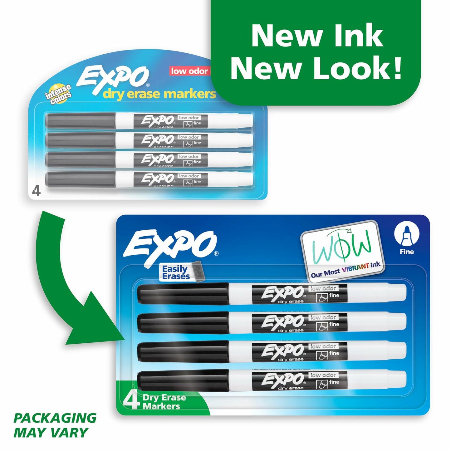 EXPO Dry Erase Markers Black Fine Tip Low Odor Ink 4 Count