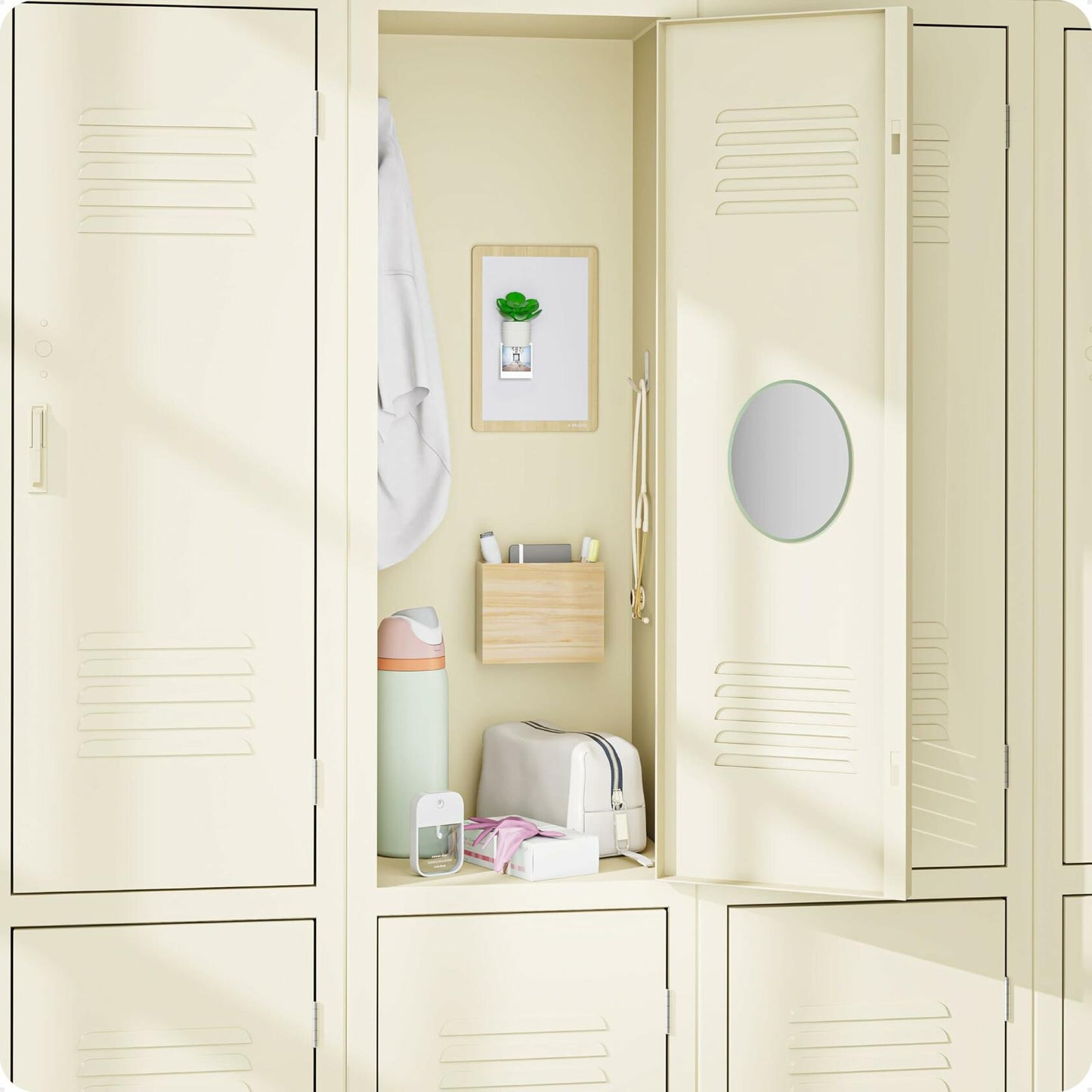 U Brands Magnetic Locker Garden Accessories Kit 5pc Boho Sage Whiteboard Mirror