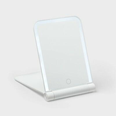 Room Essentials Lighted Travel Mirror Portable Rectangular LED White