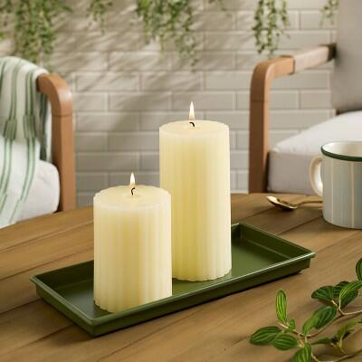 Hearth & Hand Magnolia Ivory Vertical Ribbed Pillar Candles 3x3 & 3x6 2ct