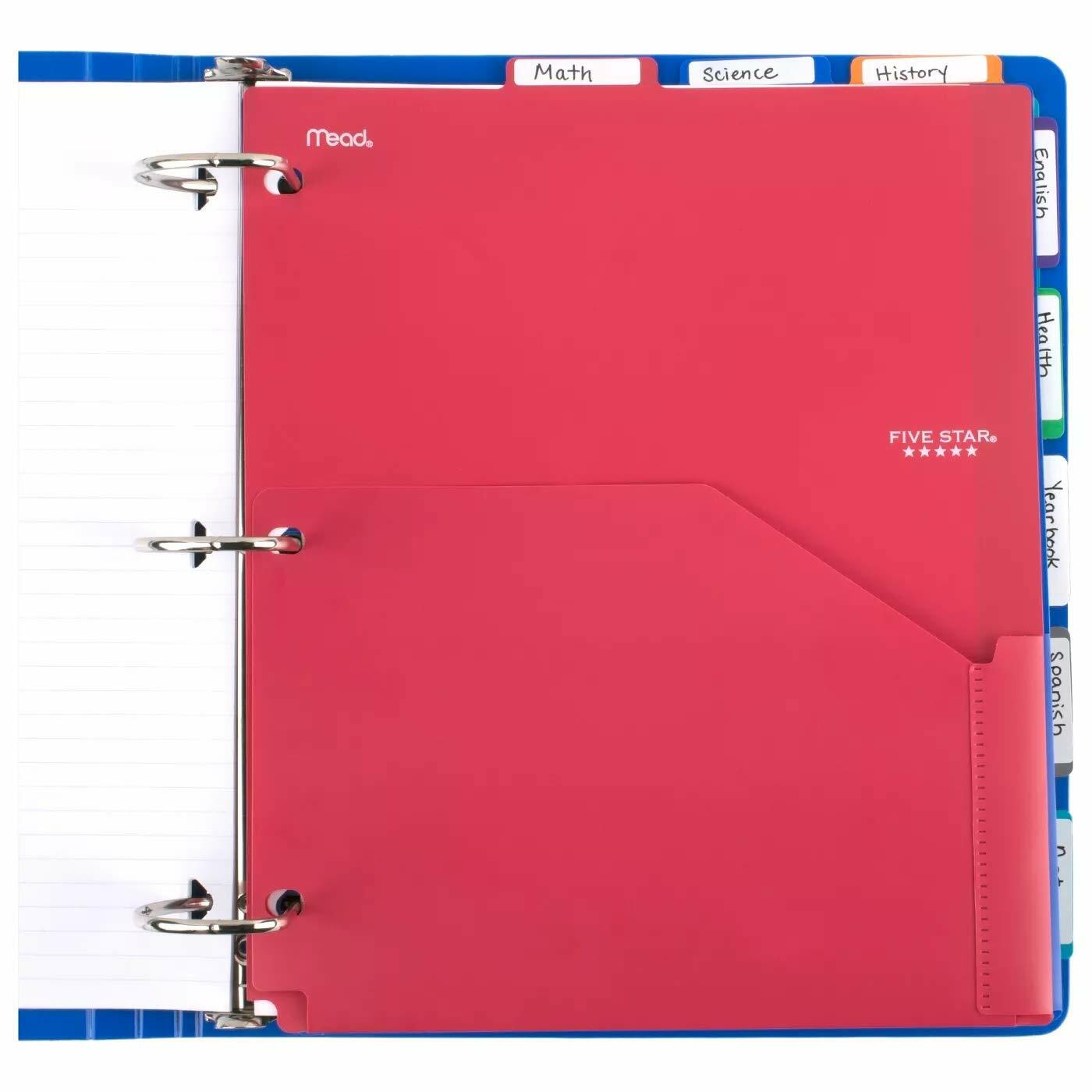Five Star 8-Tab Binder Dividers with Pocket Multicolor Multi-Colored